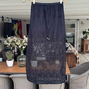 Liu-Jo Milano midi maxi black lace sheer skirt size small